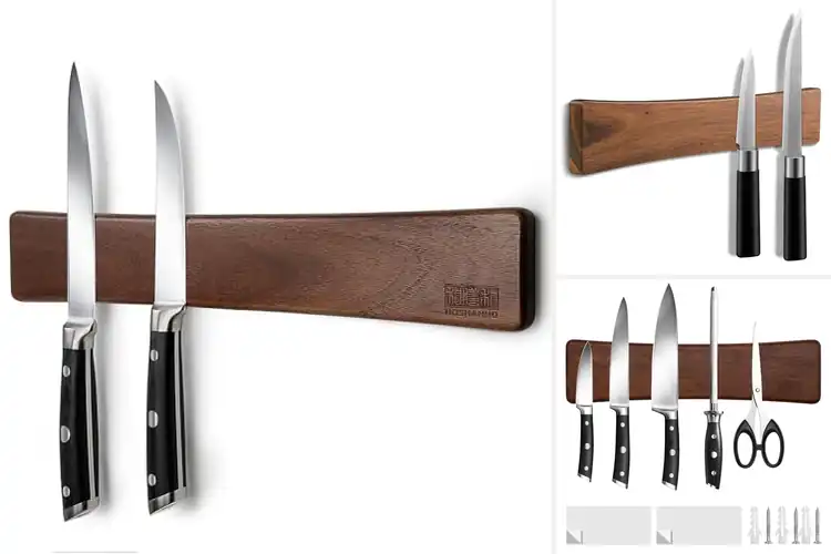Detailed view of Best Wooden Magnetic Knife Strips
